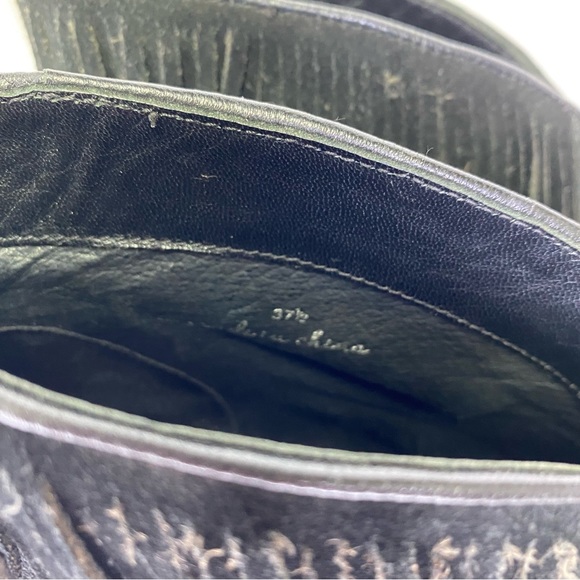 Joie Loren Black Suede Fringe Leather Heeled Ankle Boots - Picture 5 of 11